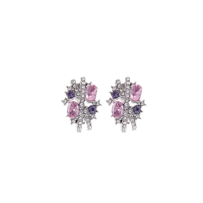 

New exquisite popular charm pink zircon earrings female elegant romantic Valentine's Day charm jewelry gift wholesale