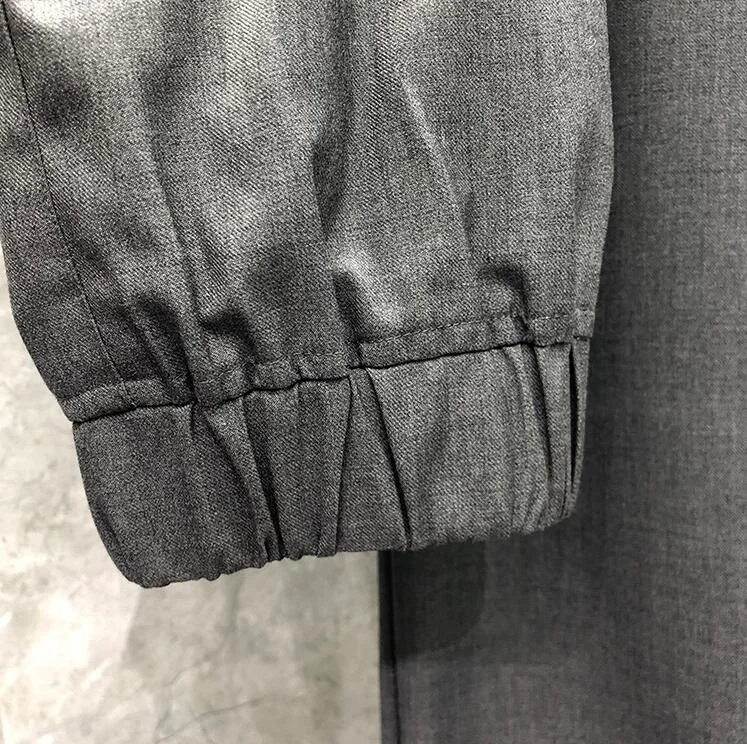 

2021 Fashion Brand Pants Men Casual Patchwork Hollow Striped Slim Pants Autumn Winter Wool Straight Trousers