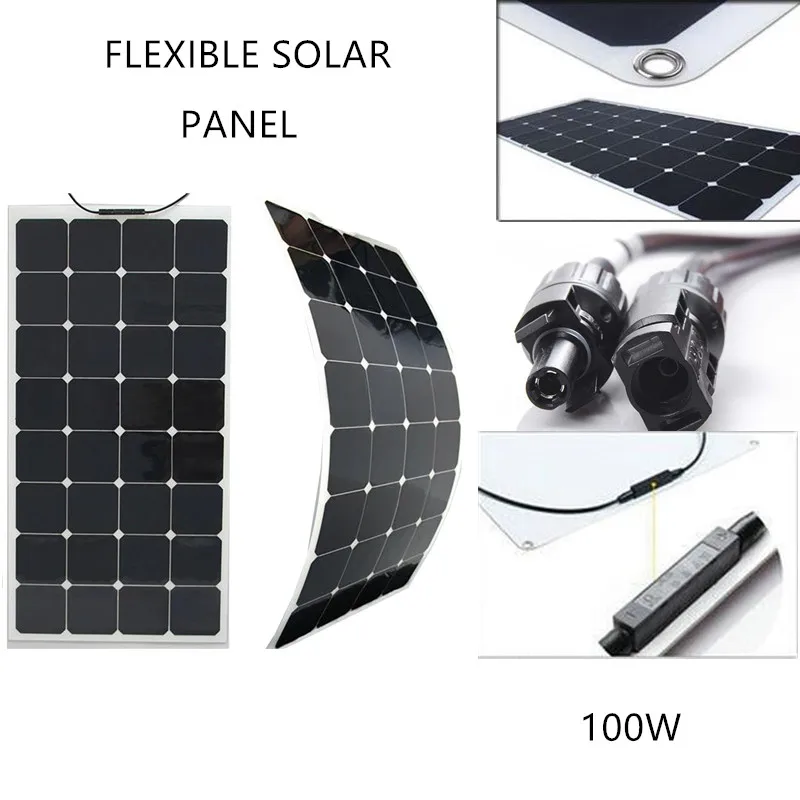Солнечная панель Гибкая 50 Вт 100 солнечная батарея Водонепроницаемая|Солнечные