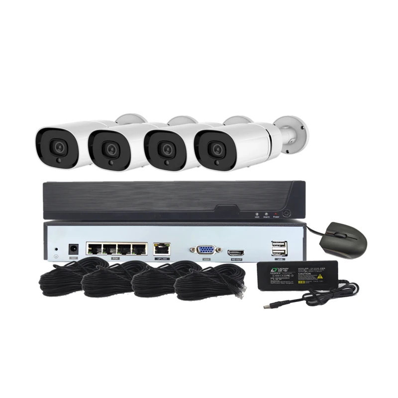 

3.0MP Intelligent 3D DNR POE IP Camera Outdoor Security CCTV System H.265 4CH Bullet POE NVR Surveillance Kit