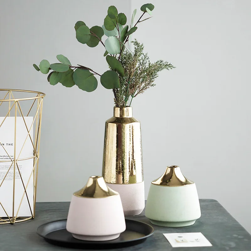 

Ceramic Vase Decoration European Coarse Sand Ceramic Vase Home Soft Decoration Plating Flower