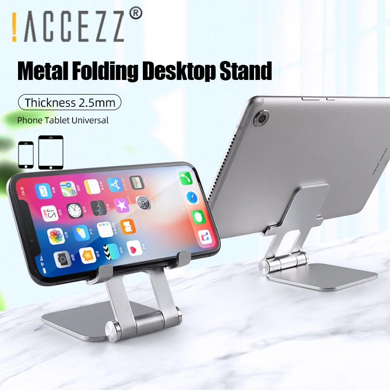 

!ACCEZZ Metal Phone Tablet Holder Stand For iPhone 11 Pro XS MAX XR X For Samsung For Huawei P40 Ipad Air Stable Support Bracket