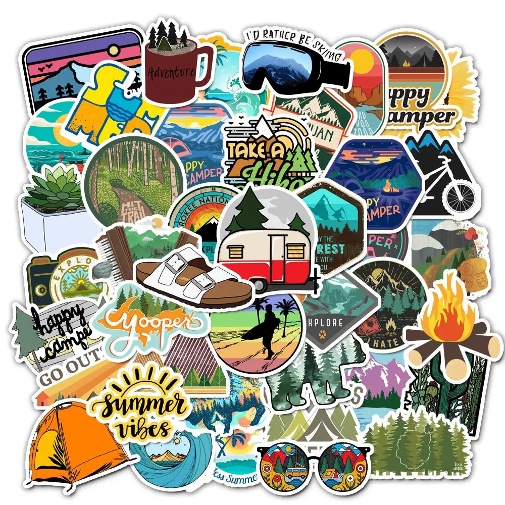 AZ046(50Pcs) 50 шт. Мультяшные уличные туристические наклейки для детей, игрушки, водонепроницаемые наклейки для DIY ноутбука, велосипедные наклейки на шлем, автомобильные наклейки - Цвет: AZ046(50Pcs)