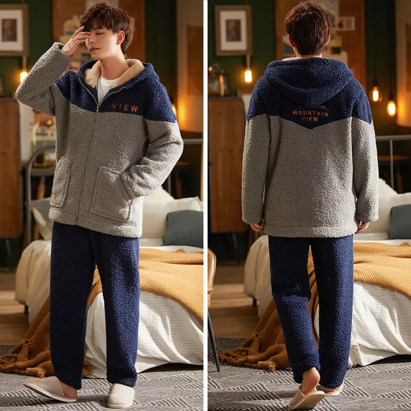 Новинка 2021 коралловый бархат Мужская зимняя утепленная фланелевая теплая