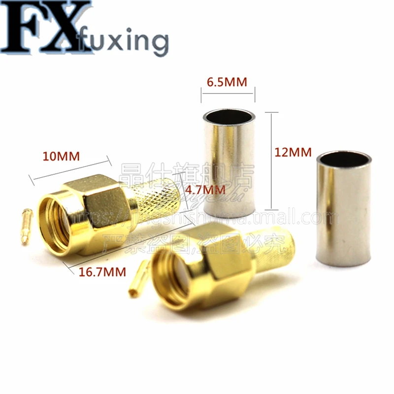 5 шт. коаксиальный разъем SMA папа/мама SMA-J-3.0 обжимной для кабеля RG58 LMR195 RG-400 RG-142 50-3 RF