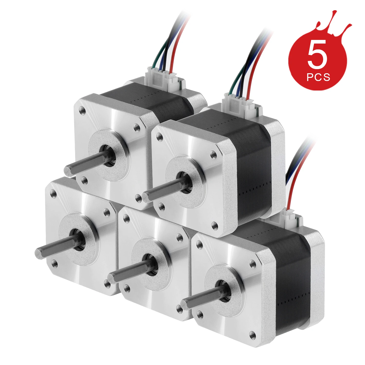 

Usongshine 5Pcs/Lot Nema17 Stepper Motor (17HS4401) 2 Phase 4 Wire 42BYGH Motor 1.5A 0.42N.m for 3d Printer CNC Milling Machine