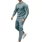 Костюм спортивный мужской однотонный с длинным рукавом и брюками, 2021