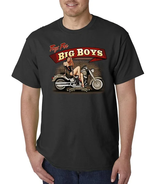 

Toys For Big Boys Biker Motorcycle Vintage Classic Pin Up T-Shirt