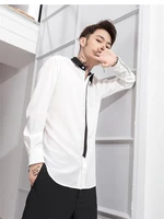 mens long sleeve shirt spring and autumn new korean business mature yamamoto slim slim simple large size shirt