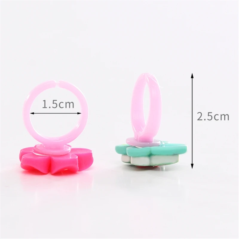 

10pcs/lot Children's Cartoon Rings Candy Flower Animal Bow Shape Ring Set Mix Finger Jewellery Rings Kid Girls Toys