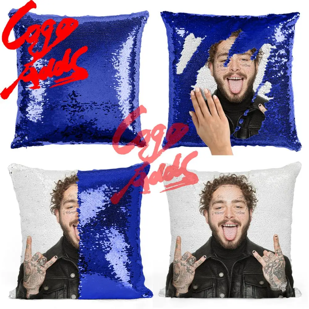 Подушка с блестками Post Malone | Наволочка Двухцветная подушка Подарок для нее Него
