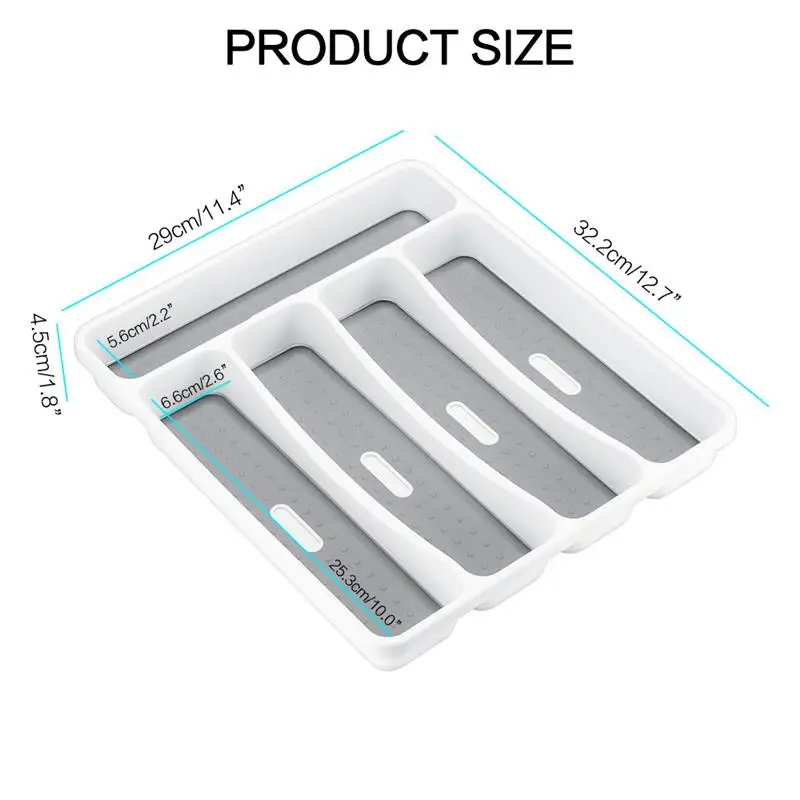 2pcs/5 Compartments Drawer Cutlery Tray Household Organizer Plastic Kitchen Storage Box Large Silverware | Дом и сад