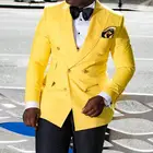 Пиджак мужской, желтый, двубортный, для выпускного, свадьбы