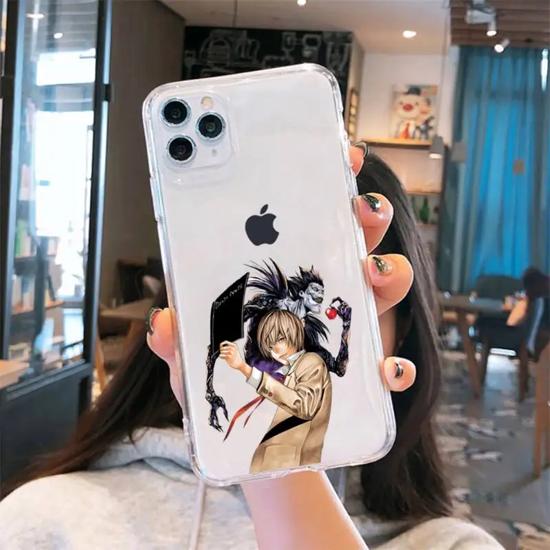 

anime cartoon Death Note Phone Case Transparent soft iphone 5 6 7 8 11 12 s c se plus mini x xs xr pro max cover shell funda