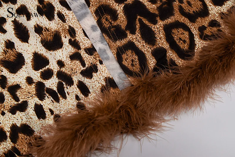 

Off Shoulder Fur Patchwork Sexy Women Dress Women Elegant Leopard Button Bodycon Mini Female Party Dresses Robe Femme Fashion