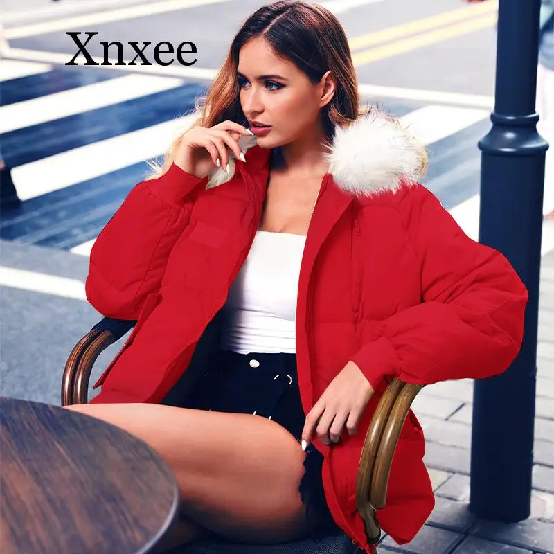 Пуховик женский зимний на молнии повседневная куртка с длинным рукавом и меховым