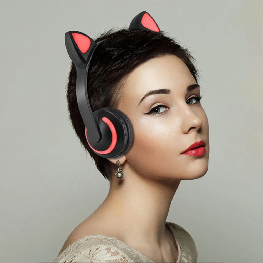 

New Arrival LED Cat Ear Noise Cancelling Headphones Wireless Bluetooth Young People Kids Headset Support 3.5mm Plug With Mic