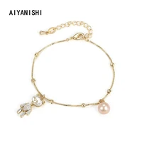 aiyanishi fashion 18k gold filled chain bracelet for girls women mini natural freshwater pearls bracelets jewelry gift wholesale