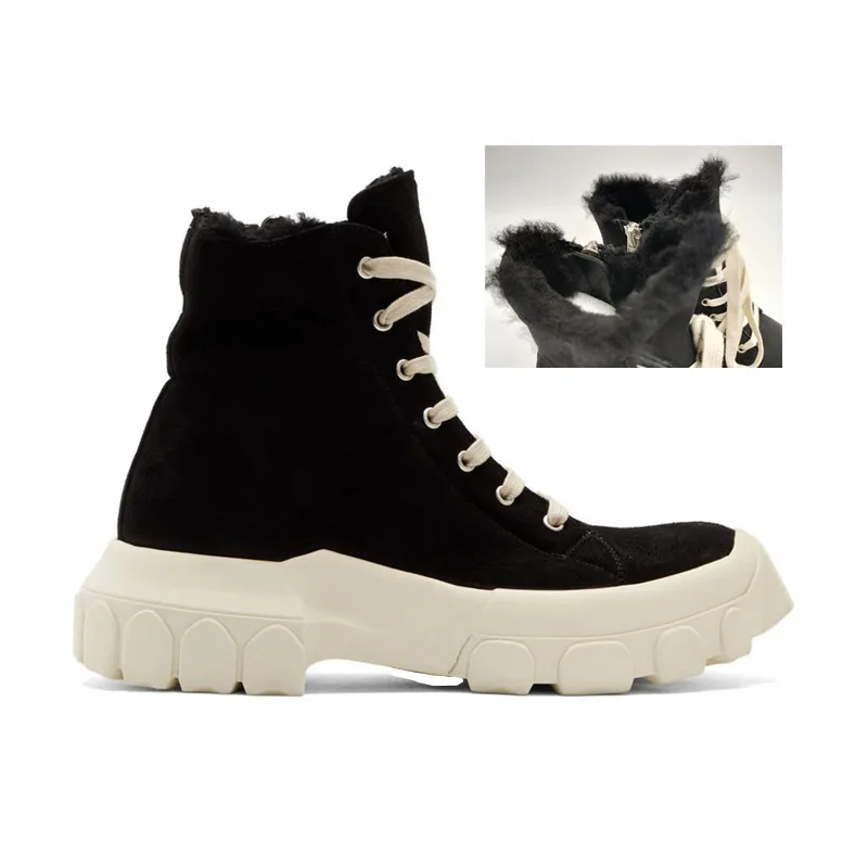 Обувь с высоким берцем из овечьей шерсти теплые меховые зимние ботинки унисекс