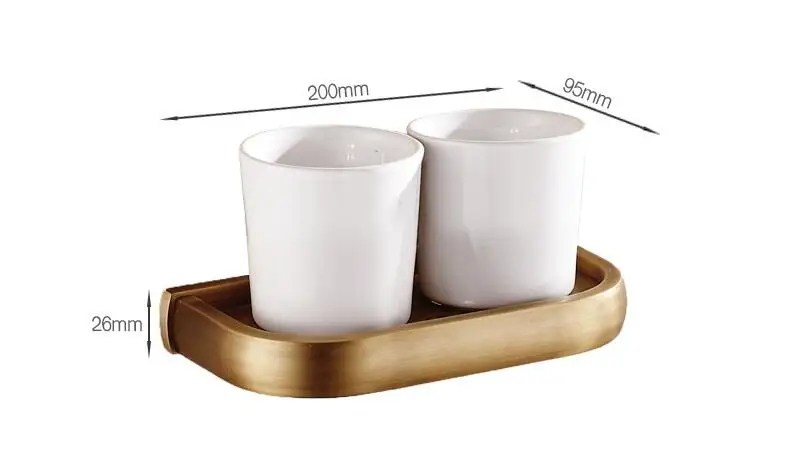 Античный латунный держатель для чашки ванной комнаты двойной строительный полка