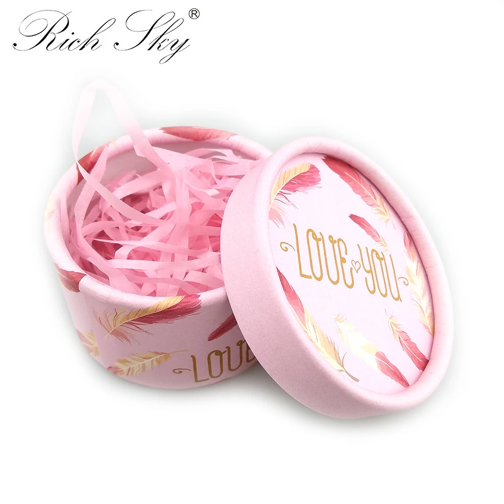 Большой красивый розовый круглый ящик Rich sky для норковых ресниц 5