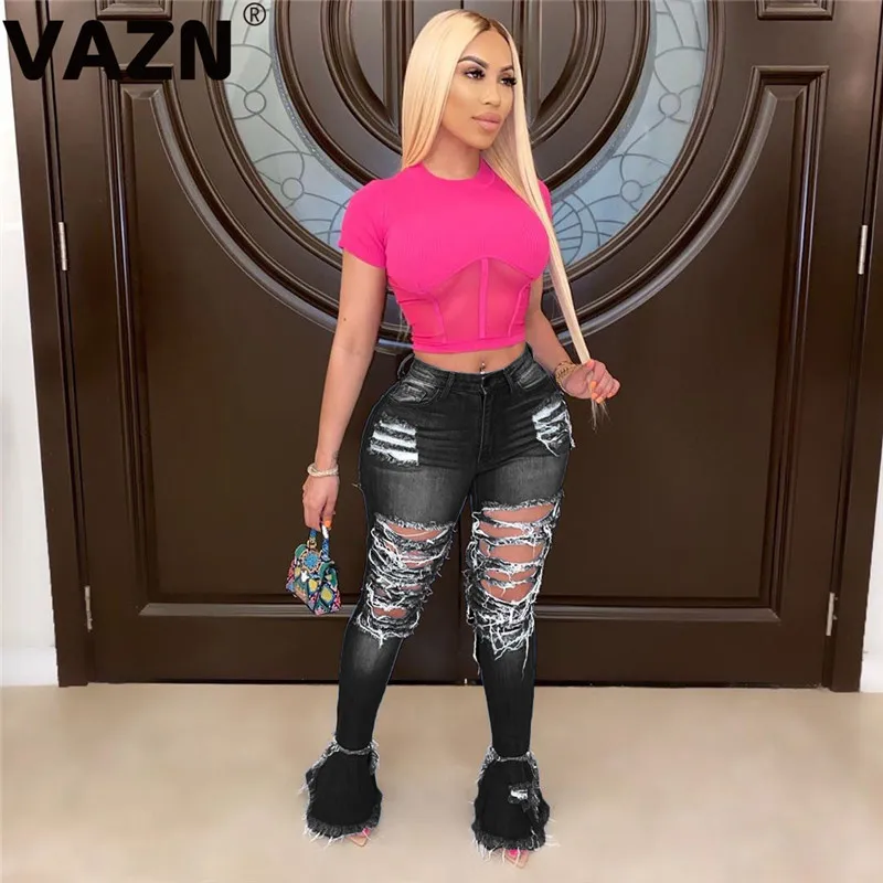 VAZN 2020 новые повседневные женские хип хоп джинсы с дырками джинсовые брюки
