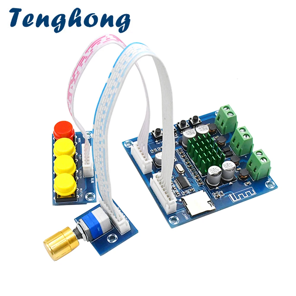 

Tenghong Bluetooth Digital Amplifier Board 15W*2 Dual Channel Stereo Audio AMP With Tone Board TF Card Play Amplificador DIY