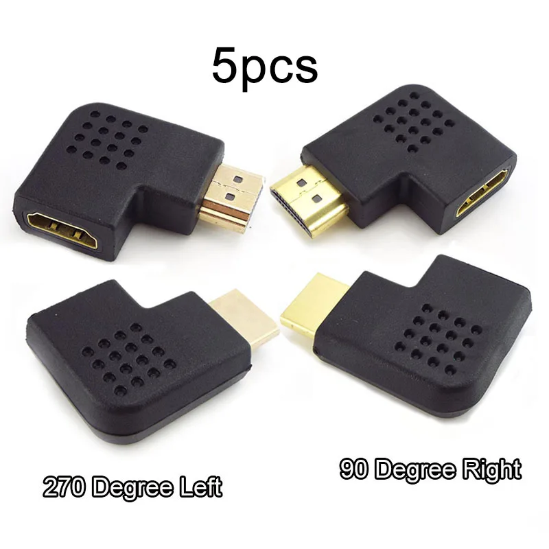 

5pcs 270 90 Degrees Angle Male to Female HDMI-compatible Adapter Converter Turn Right Left Extension Cable Connector HD 1080P
