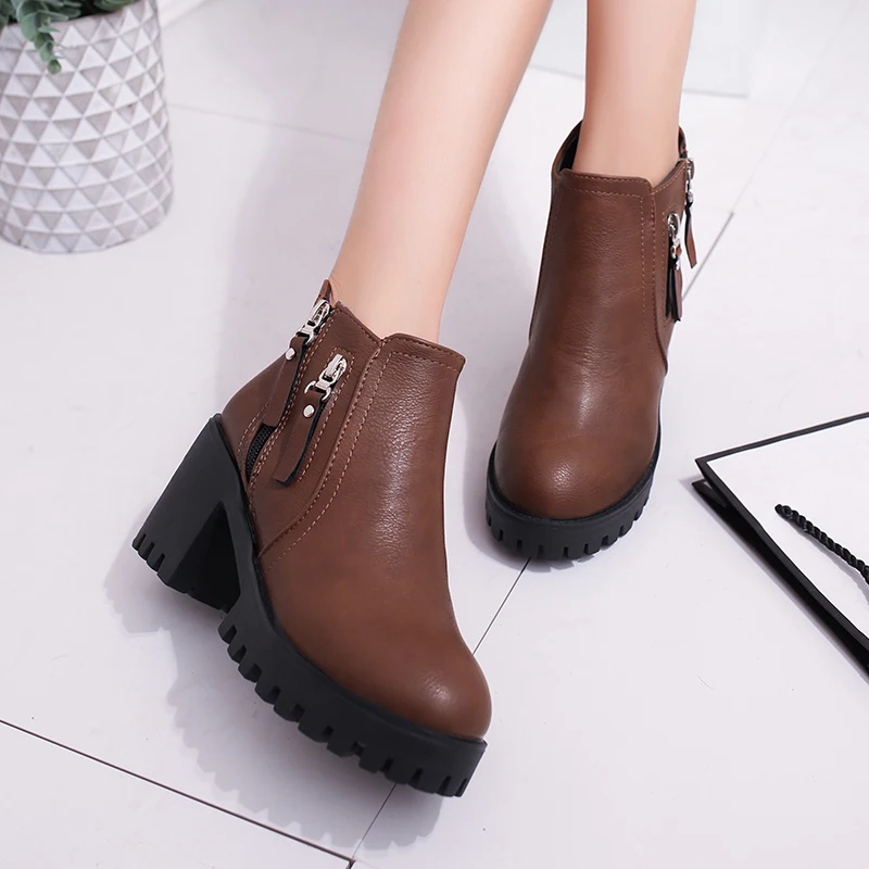 

Microfiber Platform Shoes for Women's Ankle Boots Woman 2020 Warm Winter Woman Boots Women's Winter Shoes Snow Bottine Femme New