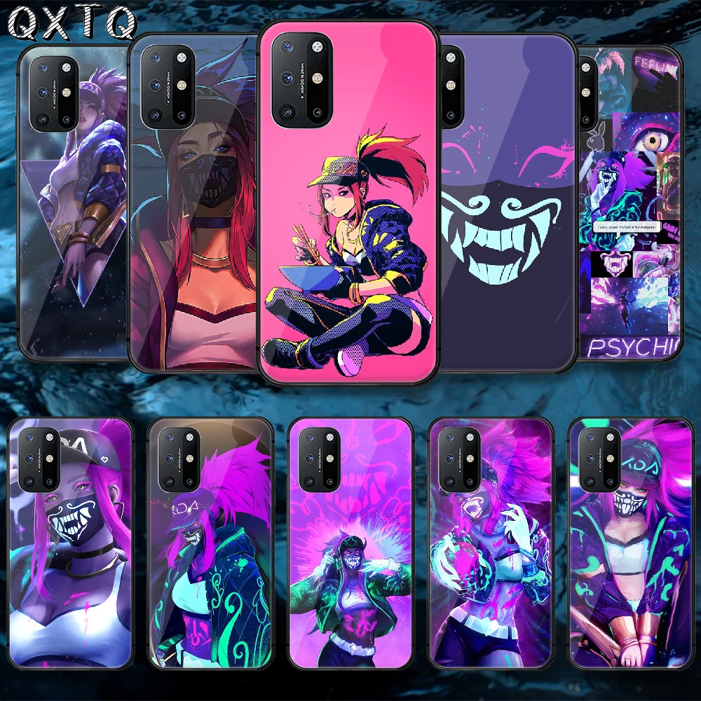 

LOL Akali KDA Tempered Glass Mobile Phone Bag Case Cover For Oneplus Oppo Realme Find X2 3 6 7 8 9 T Pro Nord Gt Neo Black Etui