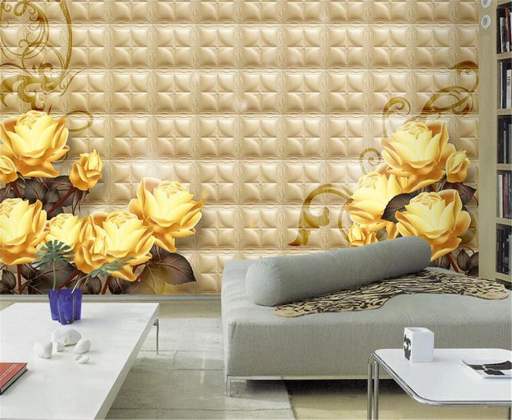 Большие пользовательские обои beibehang высококачественные золотистые розовые