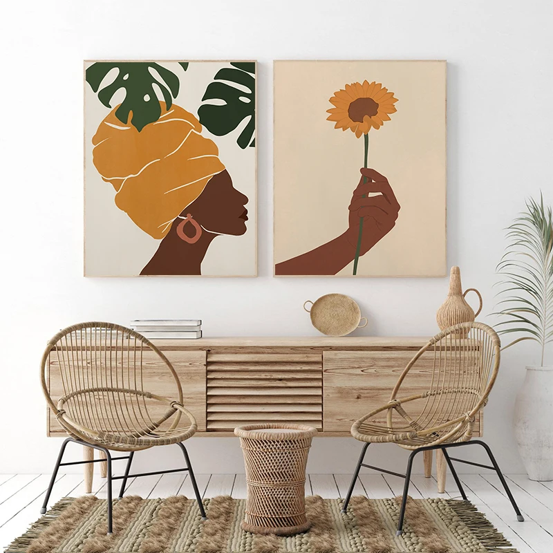 

Africa Boho Queen Black Woman Nordic Poster And Print Wall Art Abstract Canvas Painting Print Wall Picture For Living Room Decor