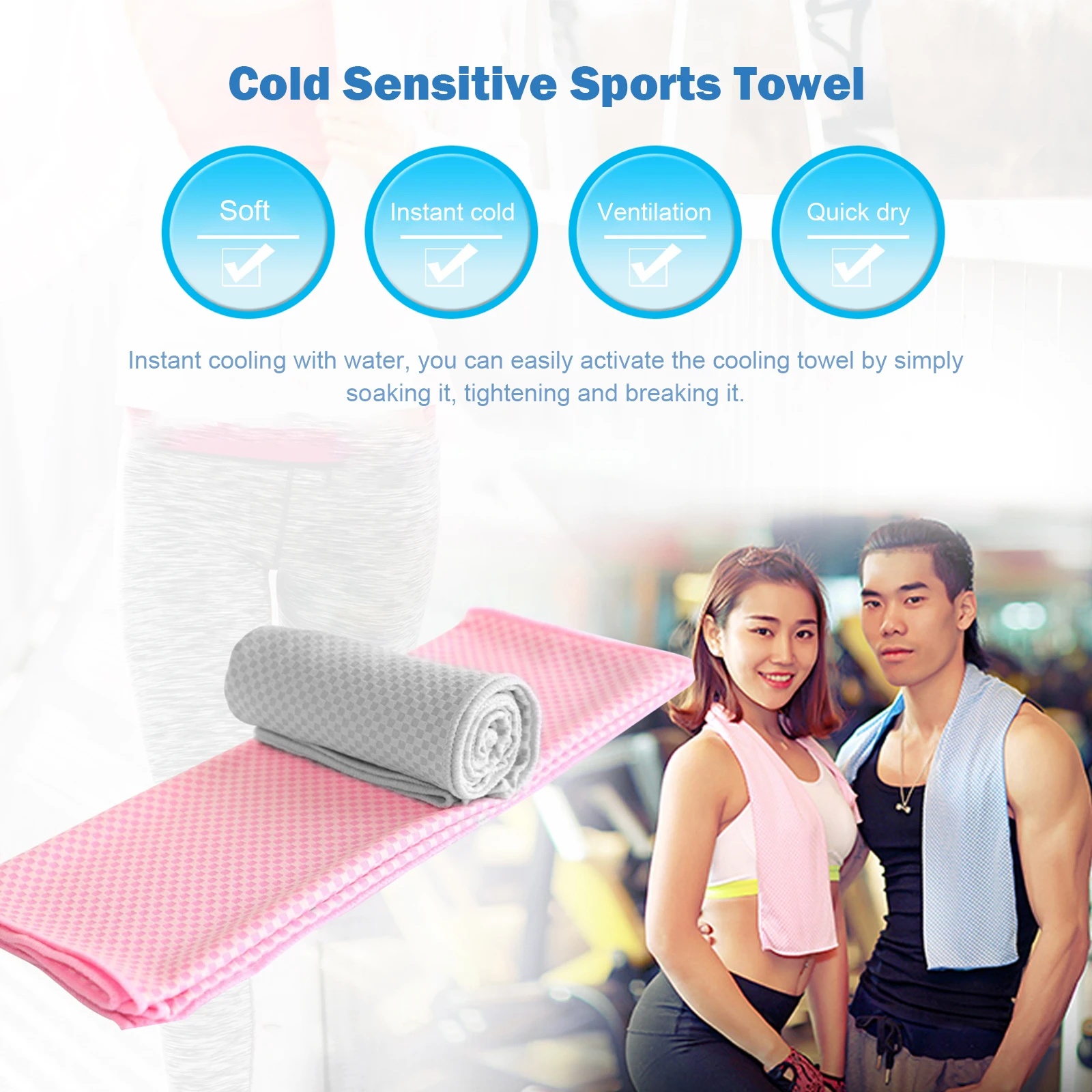 

Cooling Towel 2 Pack Soft Breathable Cool Cold Towel for Cooling Relief Camping Hiking Travel Outdoor Sports Equipment