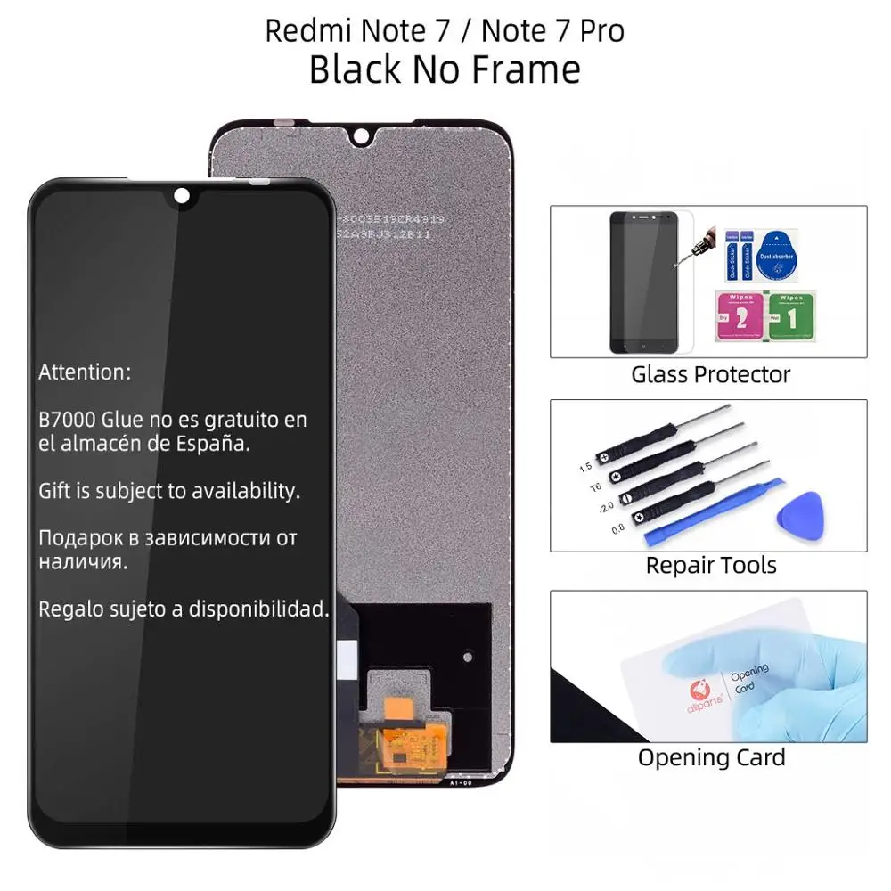 ЖК-дисплей для Xiaomi Redmi Note 7, ЖК-дисплей 10, сенсорный экран для Redmi Note 7, ЖК-дисплей 7 Pro с рамкой, запчасти в сборе - Цвет: Black No Frame