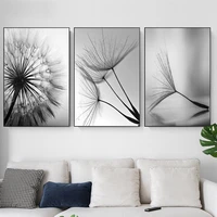 black and white dandelion flowers art canvas print painting modern wall picture nordic living room home decoration poster