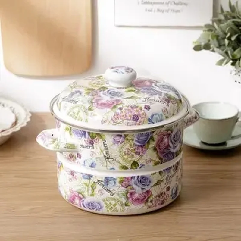 구매 에나멜 냄비, 24cm, 26cm, 에나멜 스팀기, 6.3L9L, 큰 수프 냄비, 쌀 양동이 프라이팬, 프라이팬, 요리 용 냄비