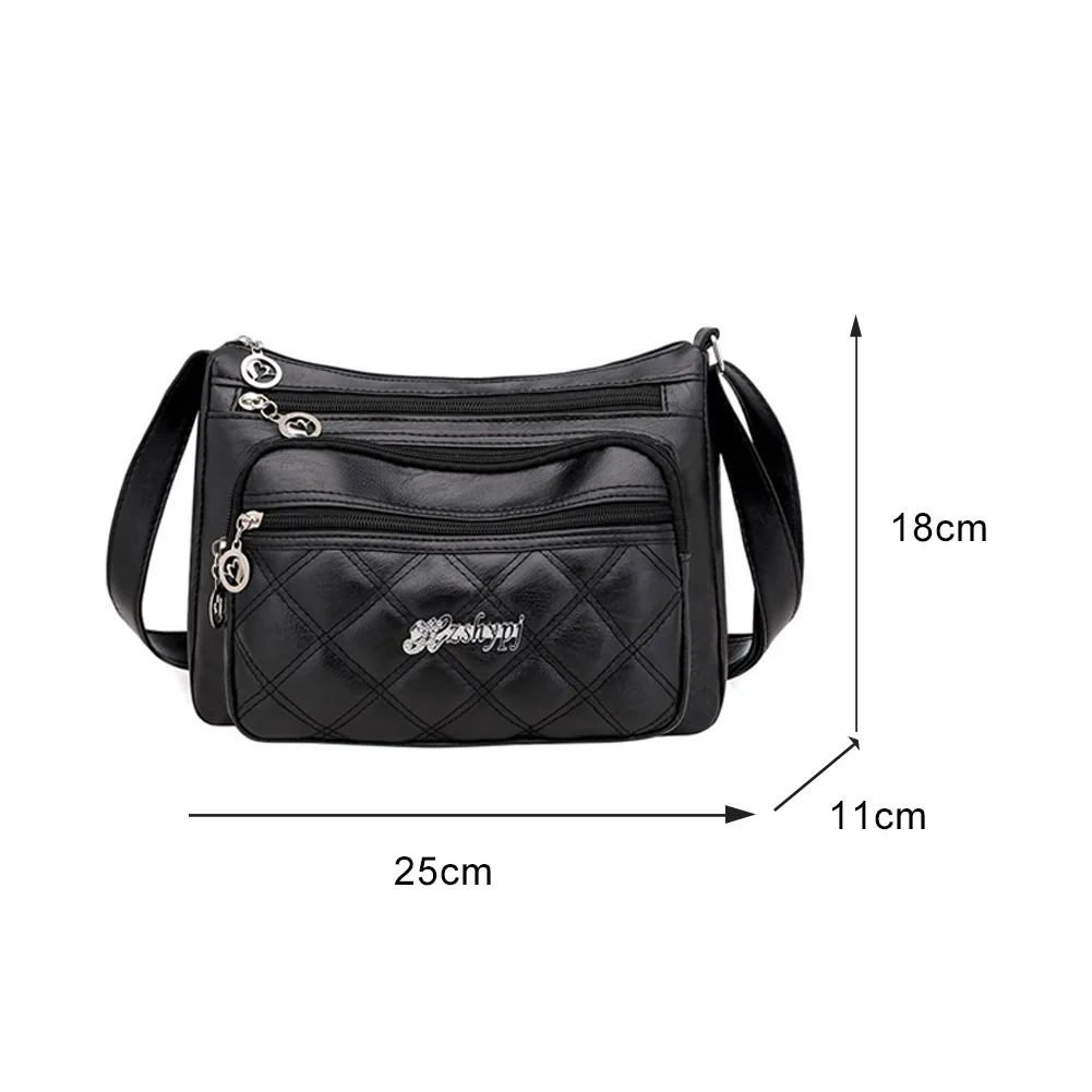 

Fashion Women Crossbody Bags Lattice Pattern Female Shoulder Bag PU Leather Large Capacity Multi Pocket Zipper Messenger Bag