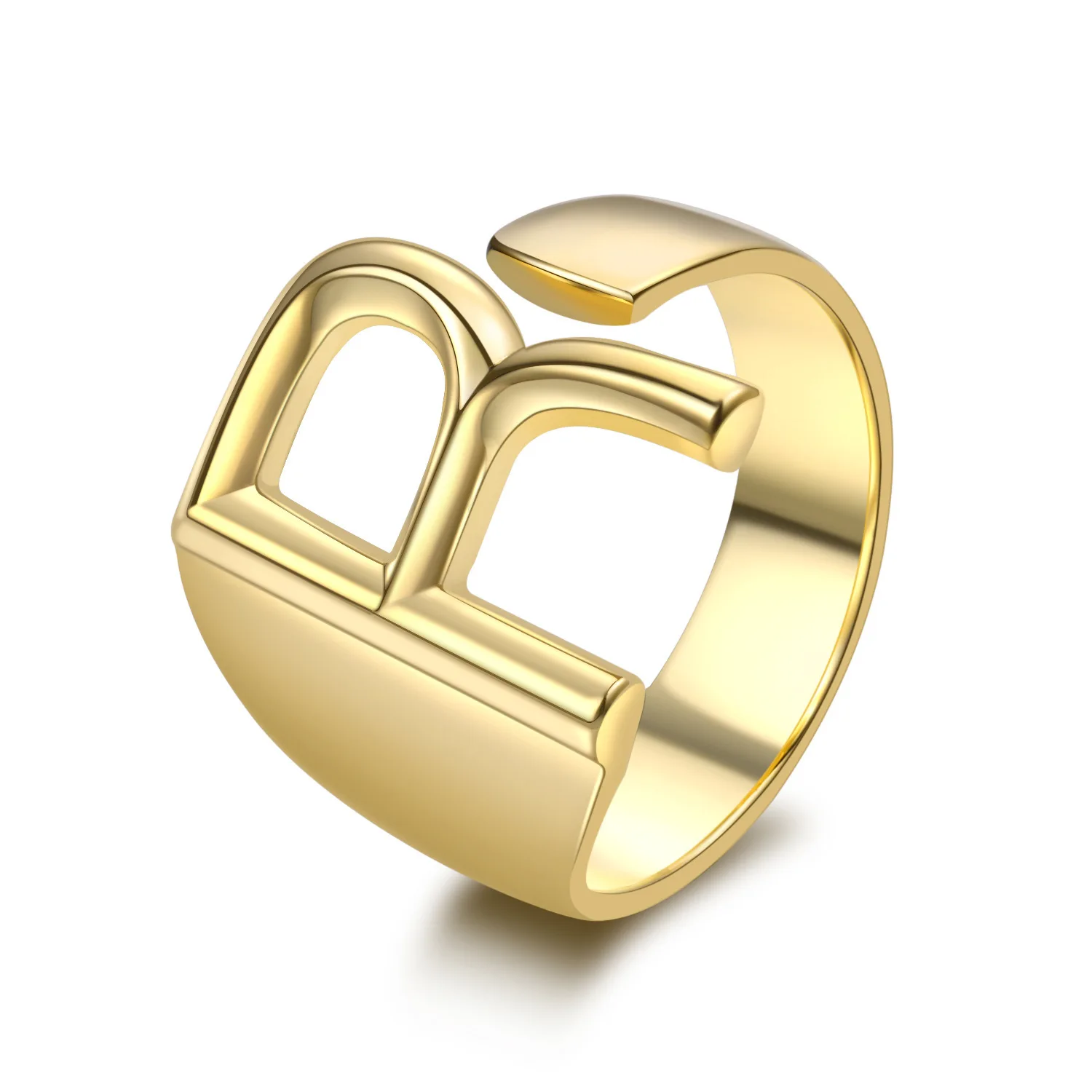 

Megin D Yellow Gold Plated 26 English Letter Ins Simple Vintage Boho Rings for Women Couple Friends Gift Fashion Jewelry Bague