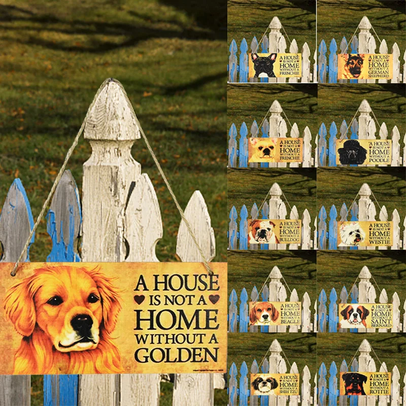 

1pc Wooden Dog Tags Rectangular Dog Accessories Lovely Friendship Animal Sign Plaques Dog House Door Garden Fence Pendant Decor