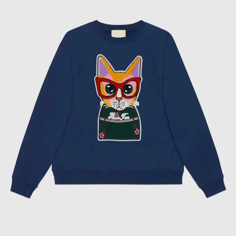 Вышитая нашивка с котом крутые Мультяшные нашивки аппликация мотивы для детской