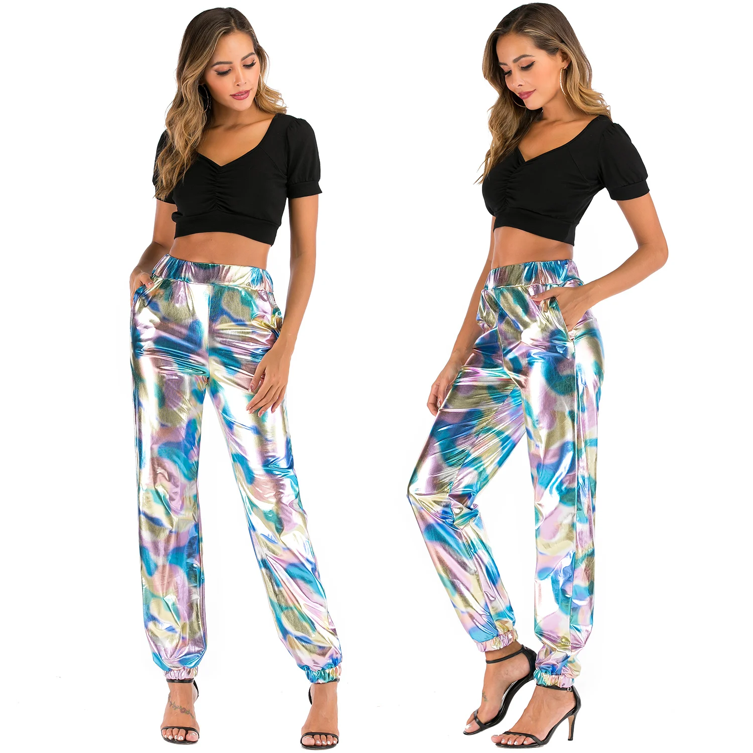 Брюки женские спортивные с завышенной талией повседневные джоггеры