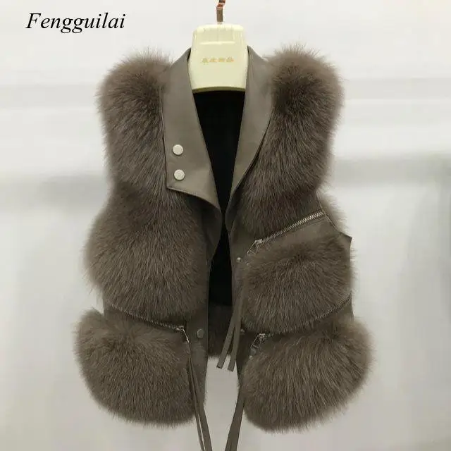 Женский зимний жилет из искусственного меха модный средней длины без рукавов