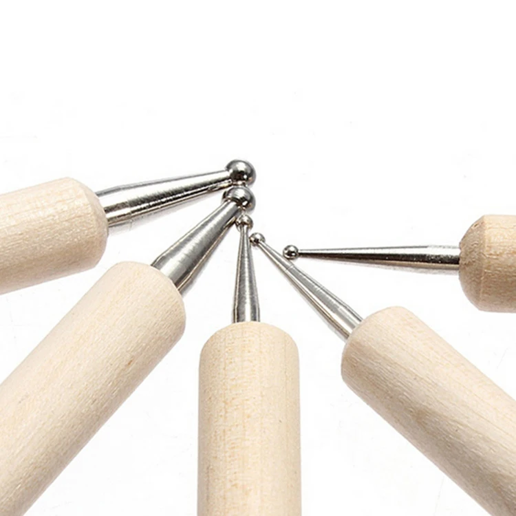 5 PCS 2 Heads Wooden Dotting Pen Marbleizing Tool Nail Art Dot For Design Manicure Rhinestone | Красота и здоровье