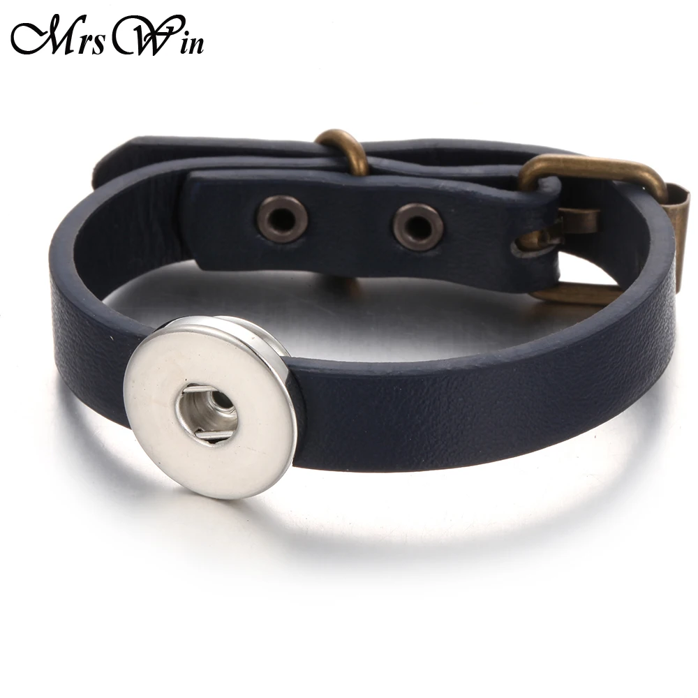 Hot Sale Leather Snap Button Bracelet Watches Fit 18mm Snap Buttons Jewelry Simple Leather Snap Bracelet for Women Men Jewelry images - 6