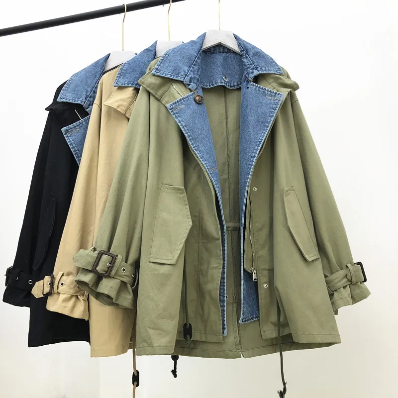 

Jacket Female Korean Style Nice New Spring Fashion Casual Cotton Women Jacket Denim Splice Zipper Women Clothing Female