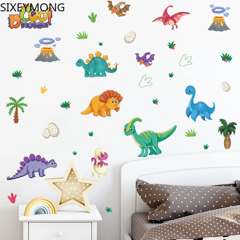 

Baby Room Creative Dinosaur Print Wall Sticker for Kids Room Decorative Stickers Children Bedroom Nursery Wall Decal Stickers