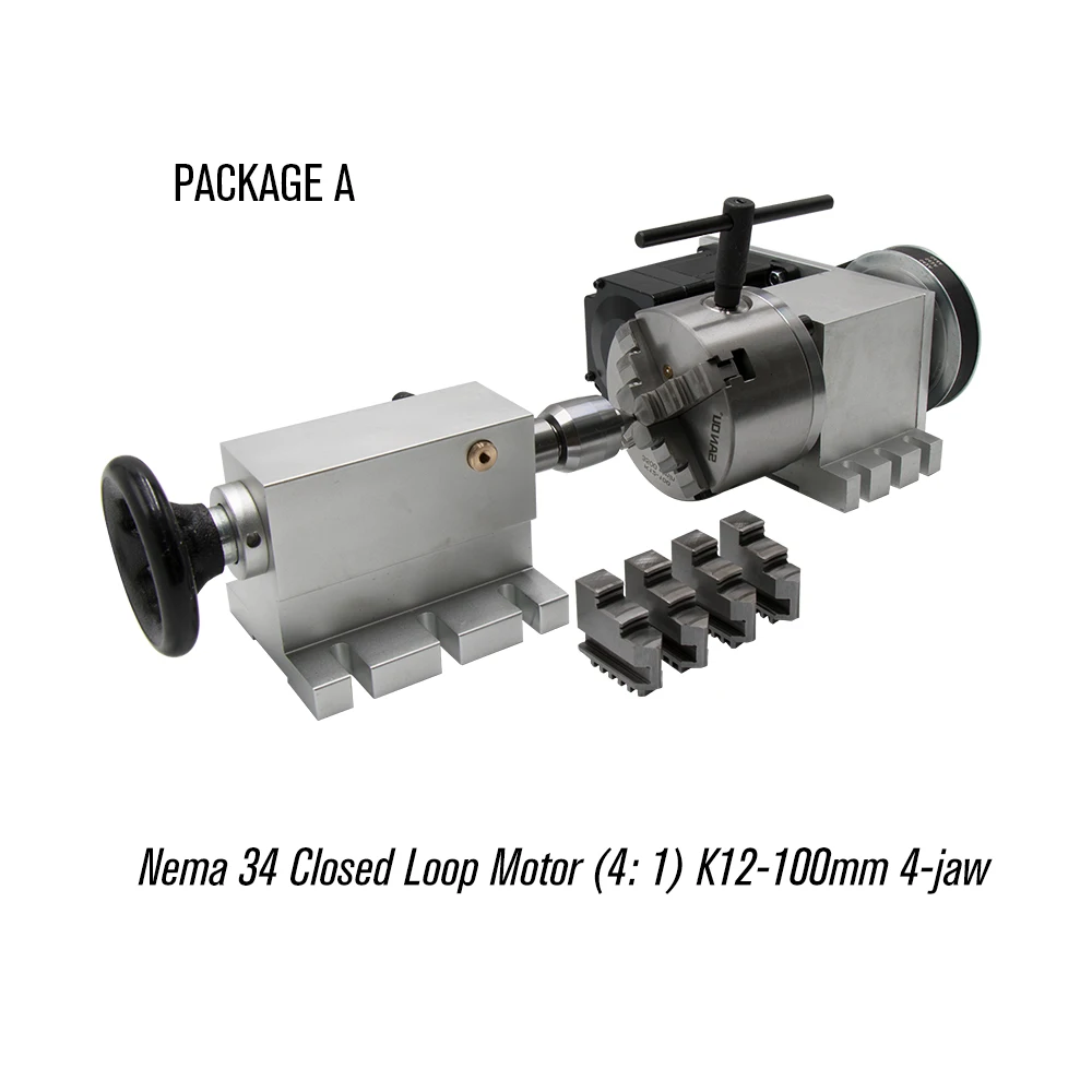 Nema 34 4.5N close loop motor (4:1) K12 100mm 4 кулачковый патрон 100 мм CNC я ось A aixs роторная + Mt2 задний