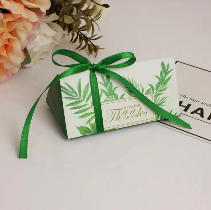 Коробки для сахара в форме пирамиды европейском стиле черно зеленые свадебные