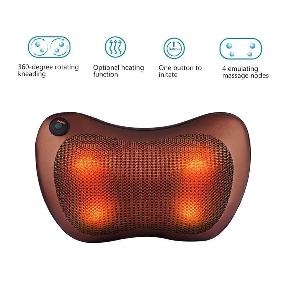 

Multifunctional Car Home Cervical Spine Massager Neck Waist Back Heating Kneading Infrared Therapy Shiatsu Massage Pillow
