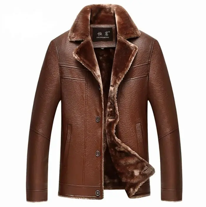 Brown mens leather jacket motorcycle Single-breasted coat men jackets suit collar clothes jaqueta de couro fashion autumn winter